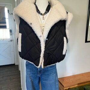 Blank NYC Reversible Black and Cream Quilted Vest